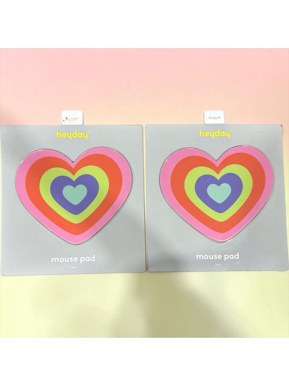 Set of 2 Heart-Shaped Heyday Mouse Pads with Multicolor Design